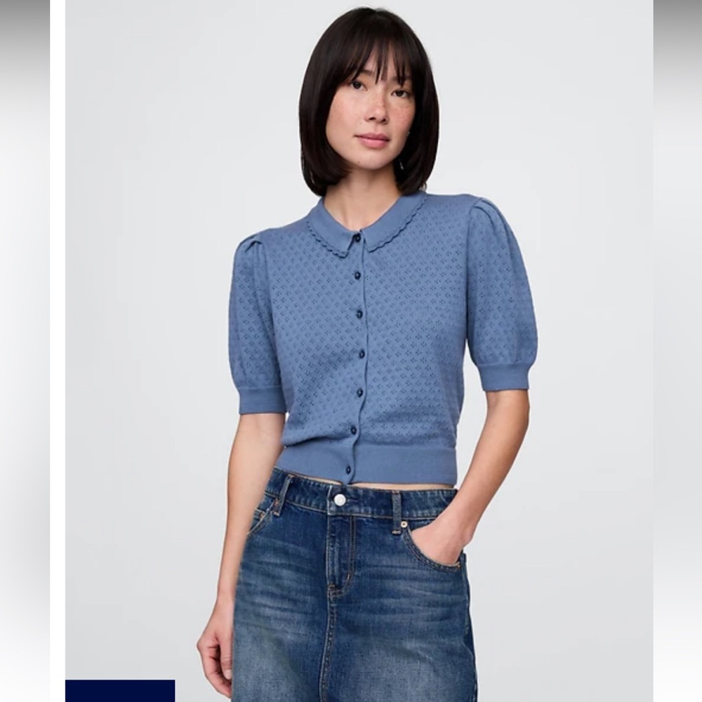 Pointelle sweater cardigan